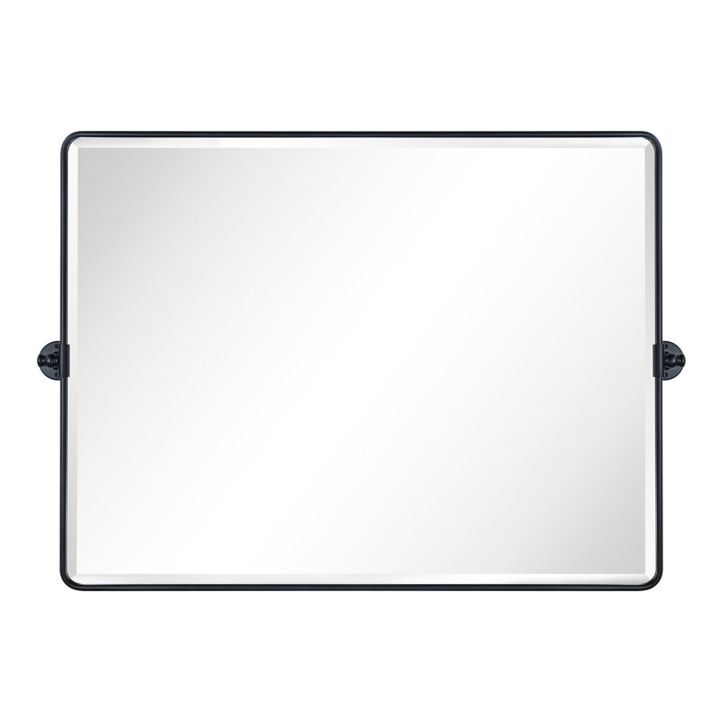 Lutalo Horizontal Beveled Bathroom / Vanity Mirror, Matte Black, 30" x 40"