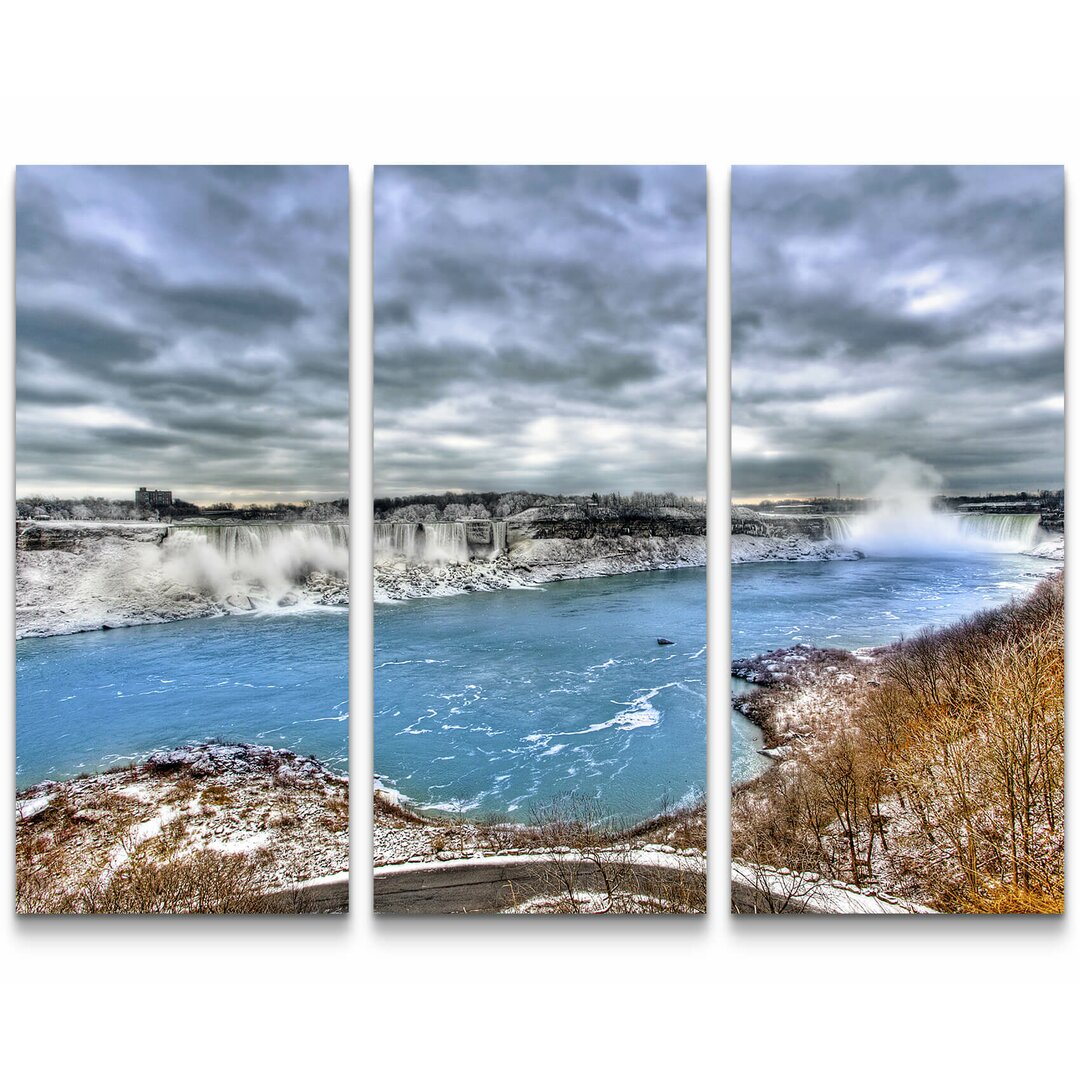 3-tlg. Leinwandbilder-Set Die Niagarafälle im Winter