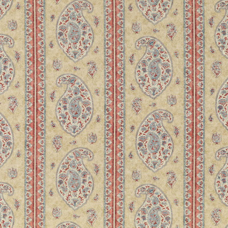 Coromandel Linen Fabric, Red/Blue