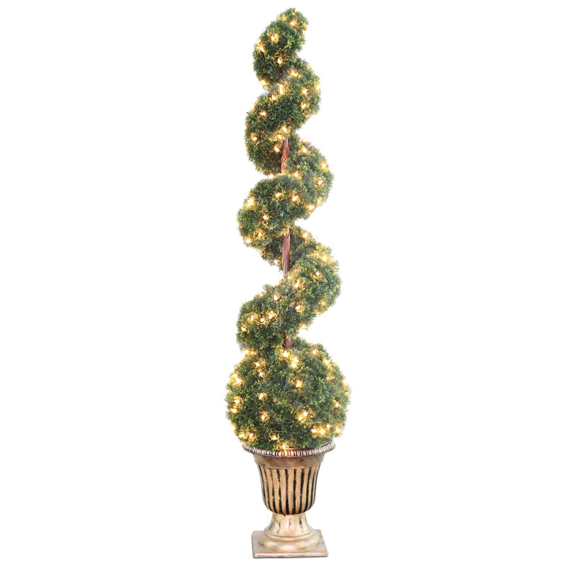 Pre-Lit Artificial Cedar Spiral Tree, 66" H x 15" W x 15" D