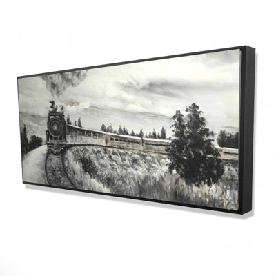Steam engine train - 24"x48" Framed canvas