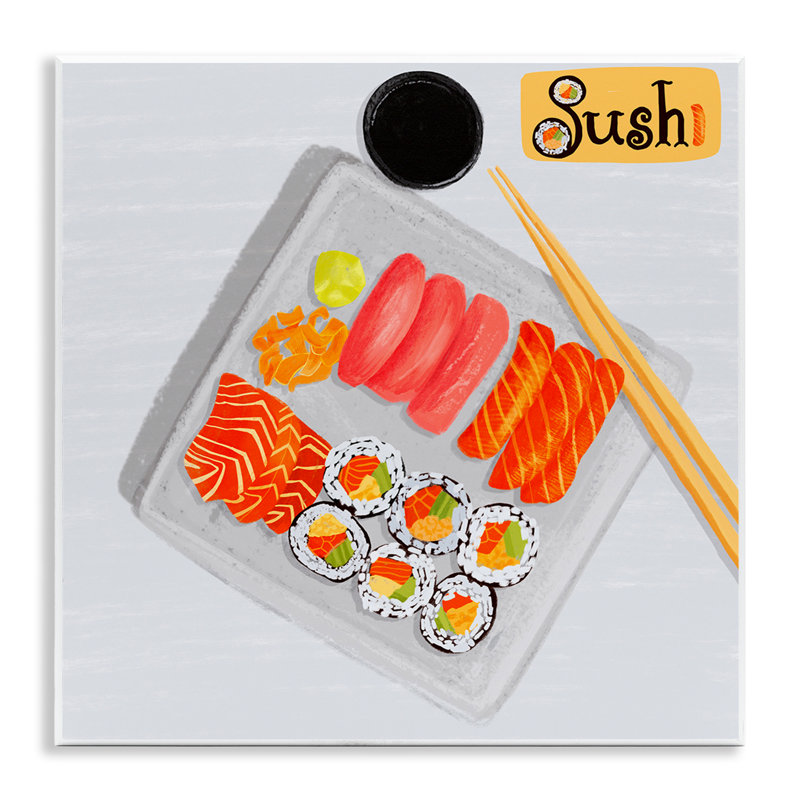 Plaque murale délicieuse à sushi, design par Juliet Rose Philips