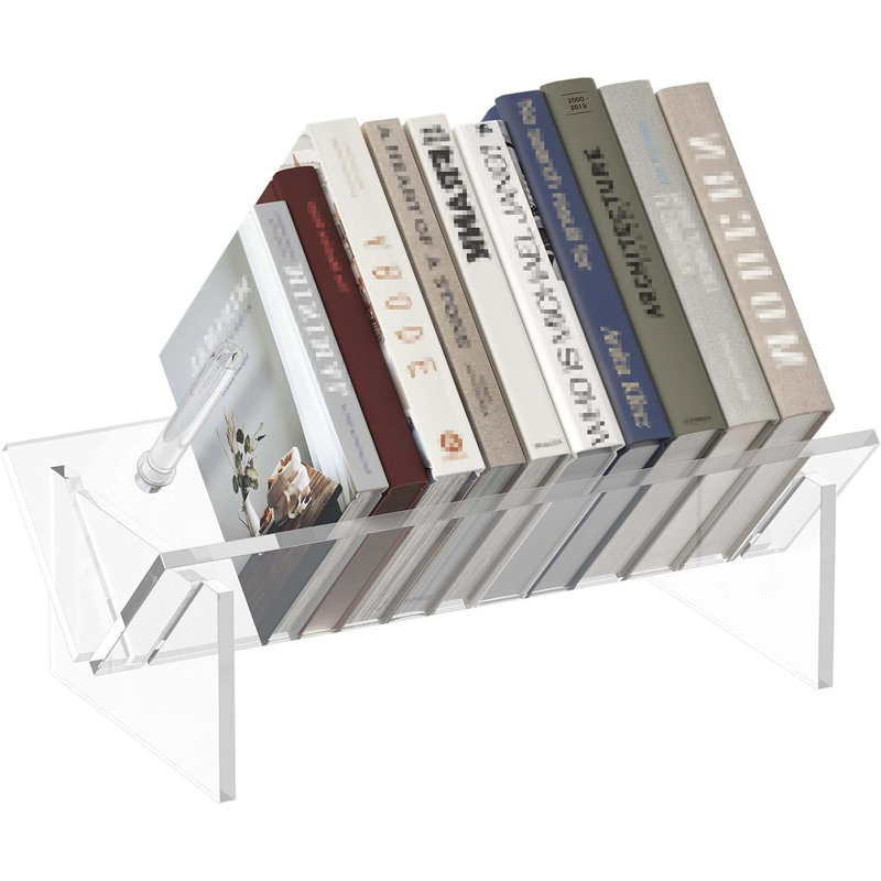 Acrylic Desktop Bookcase, Book Storage Organizer Bookshelves, Clear Mordern Tabletop Storage Rack For Office Home Shelf Display For Cd/Magazine/Book - Clear