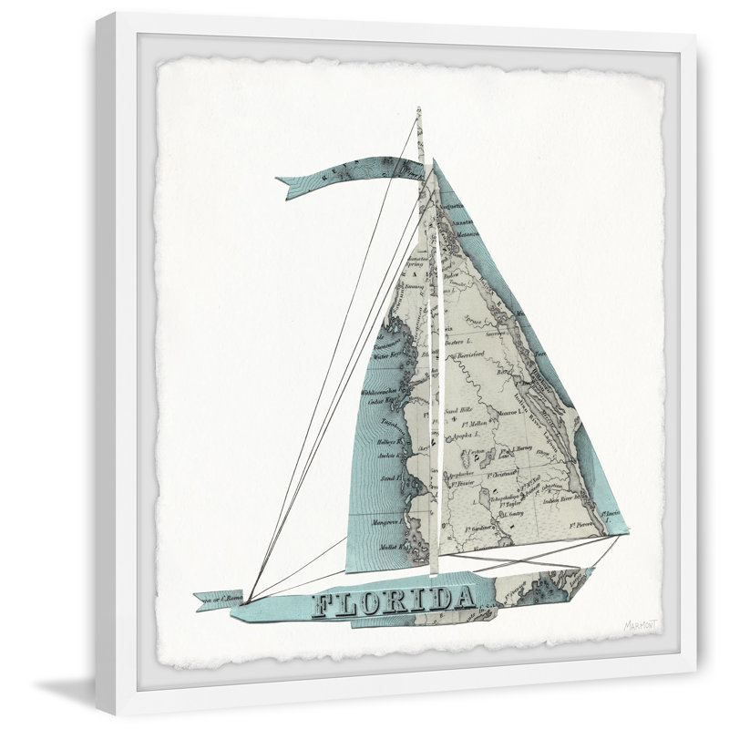 " Florida Sailing Boat ", 18" H x 18" W x 1.5" D