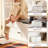 Modern Farmhouse Storage Bench With Cushion, Upholstered Shoe Bench With Shelf For Entryway, Mudroom, Hallway-369512756-380135700