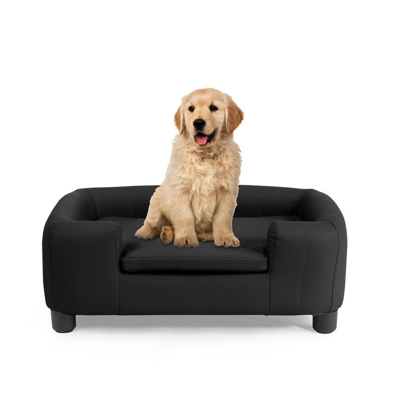 Canapé pour chien Filoteia avec revêtement amovible, L 25,60 po x P 17 po x H 9,84 po, Noir, noir, noir, noir
