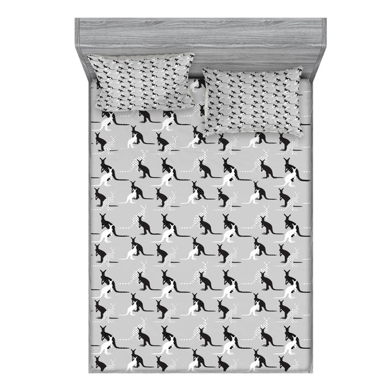 Microfiber Patterned Fitted Sheet, Queen Fitted Sheet with 2 Pillowcases