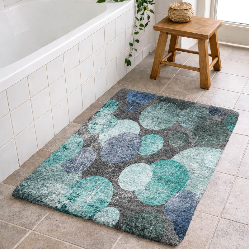 Tapis à poil long de qualité supérieure lavable à la machine ADS556, Sarcelle, 1 pi 8 po x 2 pi 6 po