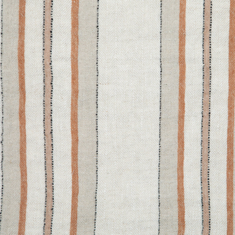 Linen Striped Square Napkin, Natural/Chestnut