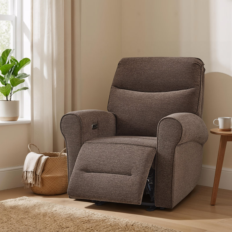 zero clearance recliner  Power Recliner Chair with Rolled Arm & USB-A/C Ports, Fabric, Dark Brown