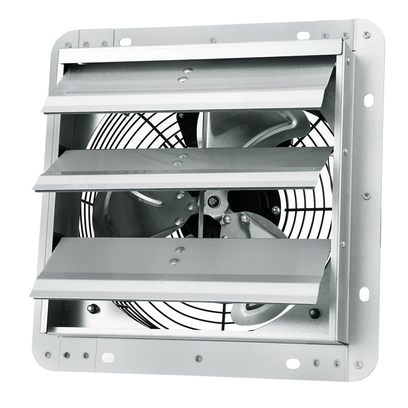 10'' Shutter Exhaust Fan, High-speed 820 CFM, Aluminum Wall Mount Attic Fan with AC-motor, Ventilation and Cooling for Greenhouses, Garages, Sheds, Shops, FCC