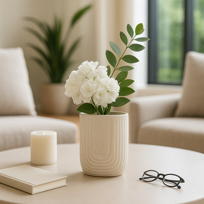 Decorative Speckled Ceramic Table Vase for Home Decor - Tall Flower Vase Accent for Consoles, and Entryway Styling - 8", Ivory