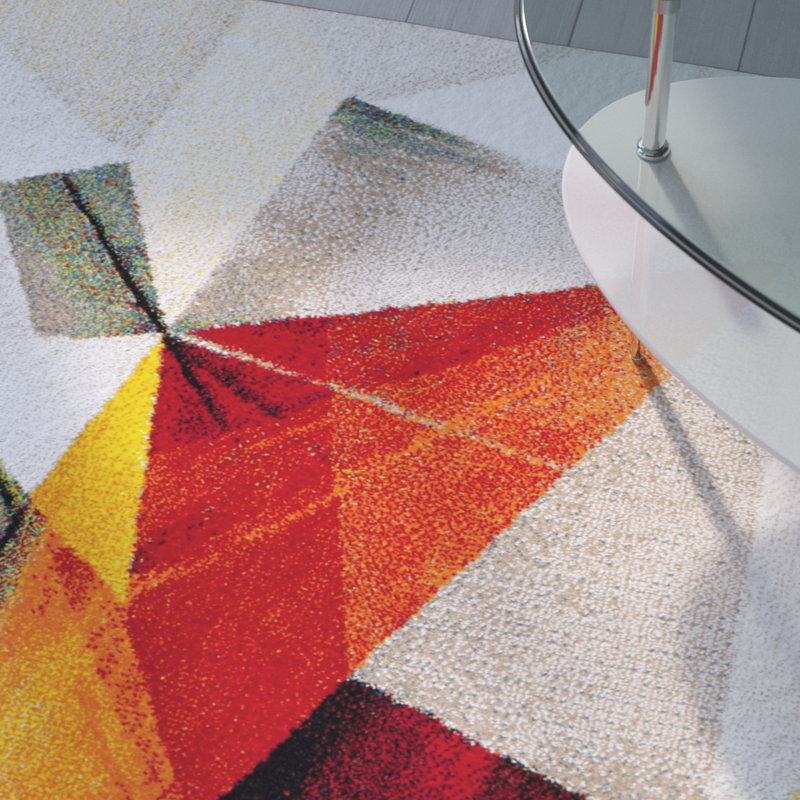 Asumi Wimbled Geometric Gray/Beige Area Rug, Square 6'7"