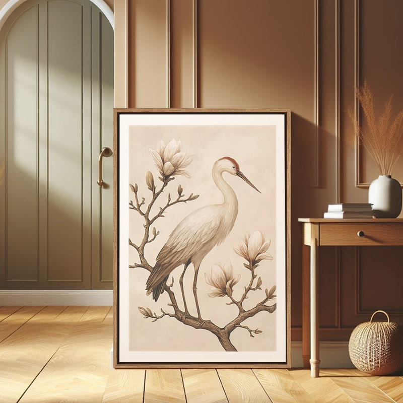 Art mural encadré abstrait rétro antique classique pour chambre à coucher, H 36 po x l 24 po, Naturel