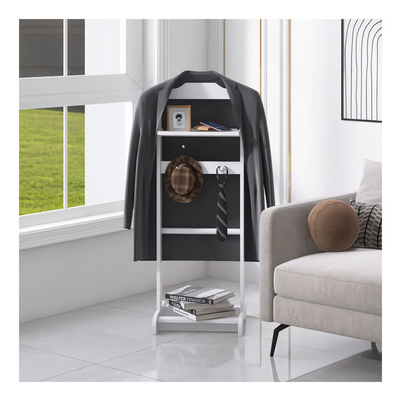 Support à vêtements portable Accent, porte-vêtements avec organisateur de rangement, finition blanche, Blanc