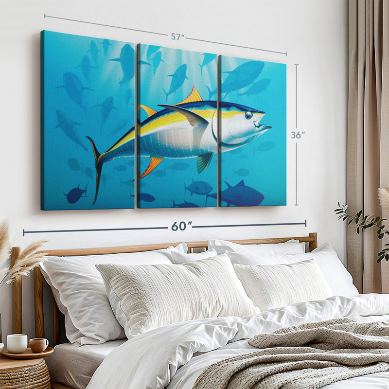 «Shoal Of Yellowfin Tuna» sur toile, H 36 po x l 57 po