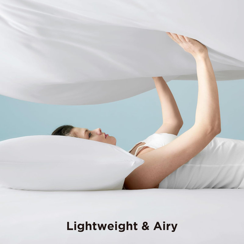 Draps rafraîchissants pour lit avec poche profonde jusqu'à 17,5 po, Ensemble de draps pour grand lit avec 2 taies d'or, Blanc