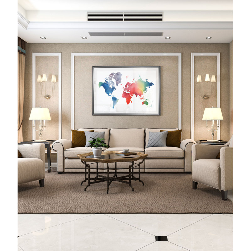 " Rainbow World ", 20" H x 24" W x 1.5" D, Silver Frame