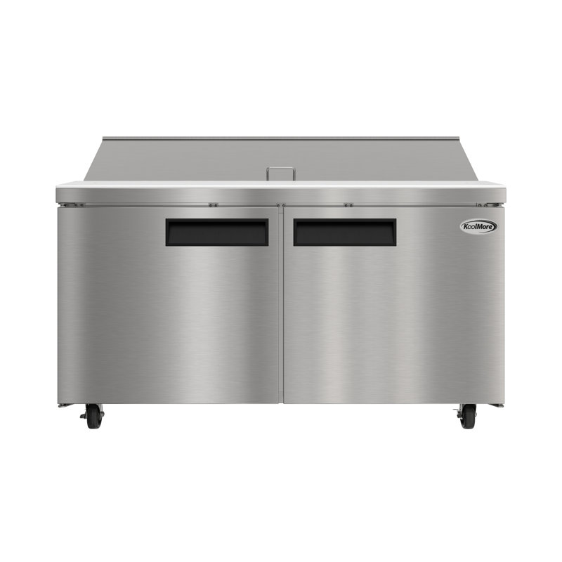 46 in. Commercial 2 Door Refrigeratd Salad and Sandwich Prep Table, 12 Pan Capacity and 14 Cubic Feet of Storage