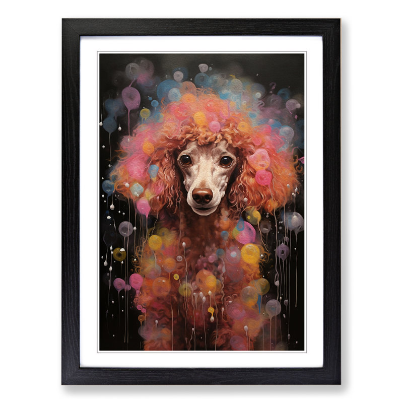 Poodle Contemporary - Single Picture Frame Print on Wood, Black, 64cm H x 46cm W x 2cm D