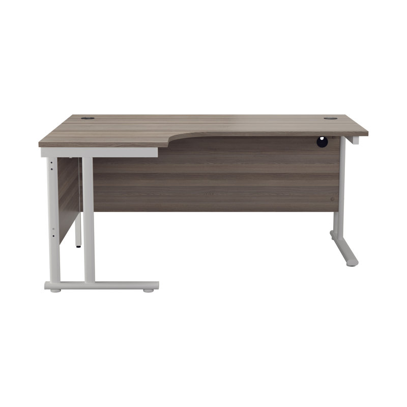 L-Shaped Metal Base Desk Shell, 73cm H x 180cm W x 120cm D, Left, Grey Oak/Silver