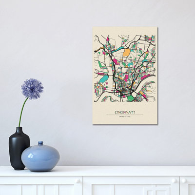 Cincinnati, Ohio Map by Ayse Deniz Akerman - Wrapped Canvas Gallery-Wrapped Canvas Giclée