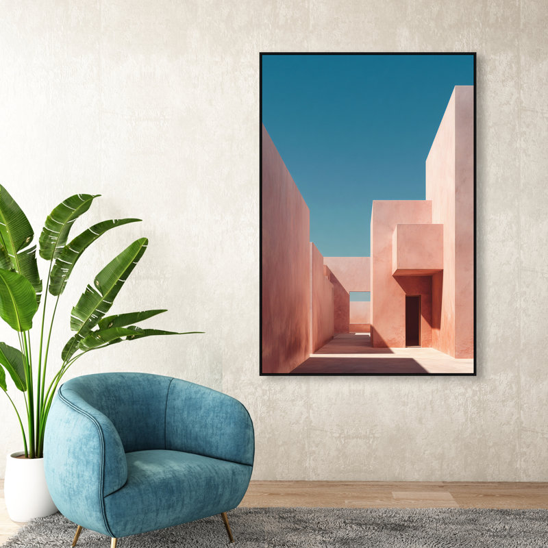 Structured Pink II Print by Oliver Gal, 16"H x 11"W, Black Floater Frame