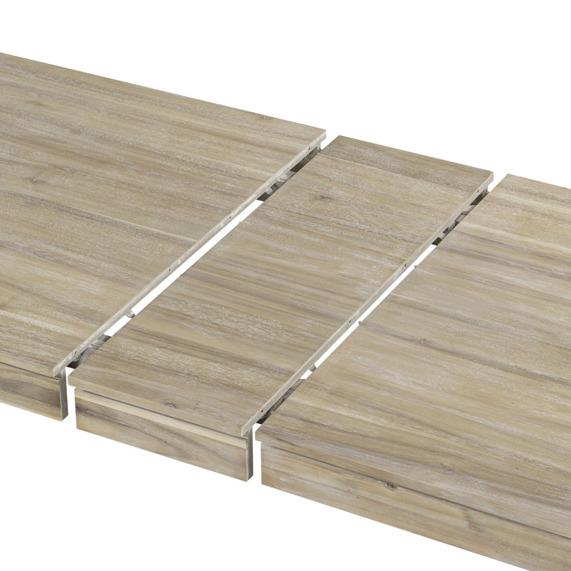 Ensemble de table de salle à manger 7 pièces 7 pièces avec rallonge 12 po et 2 tiroirs, Gris clair, Bois naturel délavé