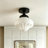 1-Light Vintage Schoolhouse Fluted Glass Semi-Flush Mount Ceiling Light, Dimmable-1097266423