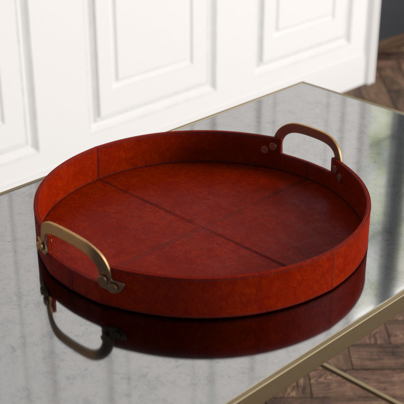 Bryant Decorative Tray, Tan/Gold, 3.25" H x 20" W x 20" D
