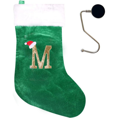 Bas de Noël monogrammés de 20 pouces avec lettres, bas de Noël super doux, bas de grand monogramme, bas de lettre rouge pour les Fêtes de Noël, cadeau de Noël…