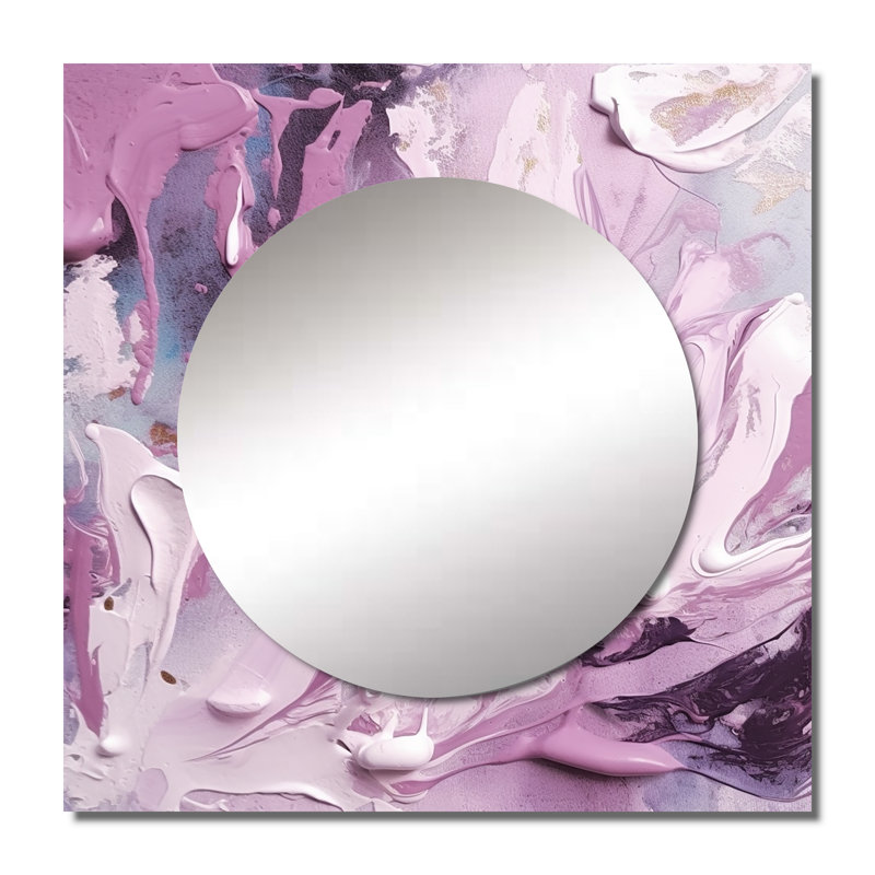 Isalei - Miroir carré abstrait en marbre pour décoration murale, 29 po x 29 po