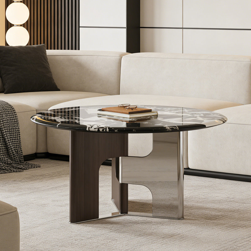 Table basse Luxury, H 15,7 po x l 35,4 po x P 35,4 po, Blanc/Noir