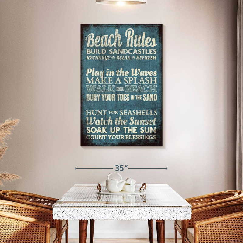 " Beach Rules " by Charles B, 48" H x 32" W x 1.25" D