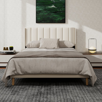 Upholstered Platform Bed Frame With Wingback