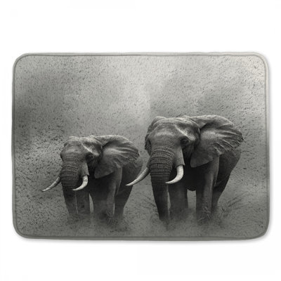 Two African Elephants Bath Mat