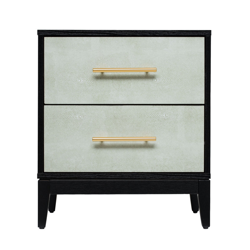 Table de chevet 2 tiroirs Sango Shagreen, Chagrin / noir