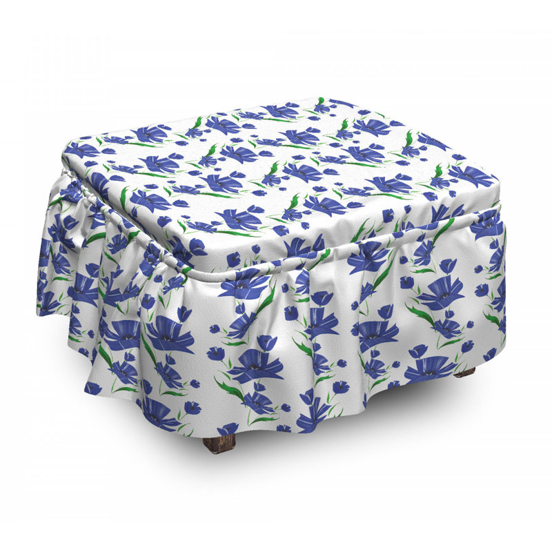 Housse pour repose-pieds art bleuet shabby