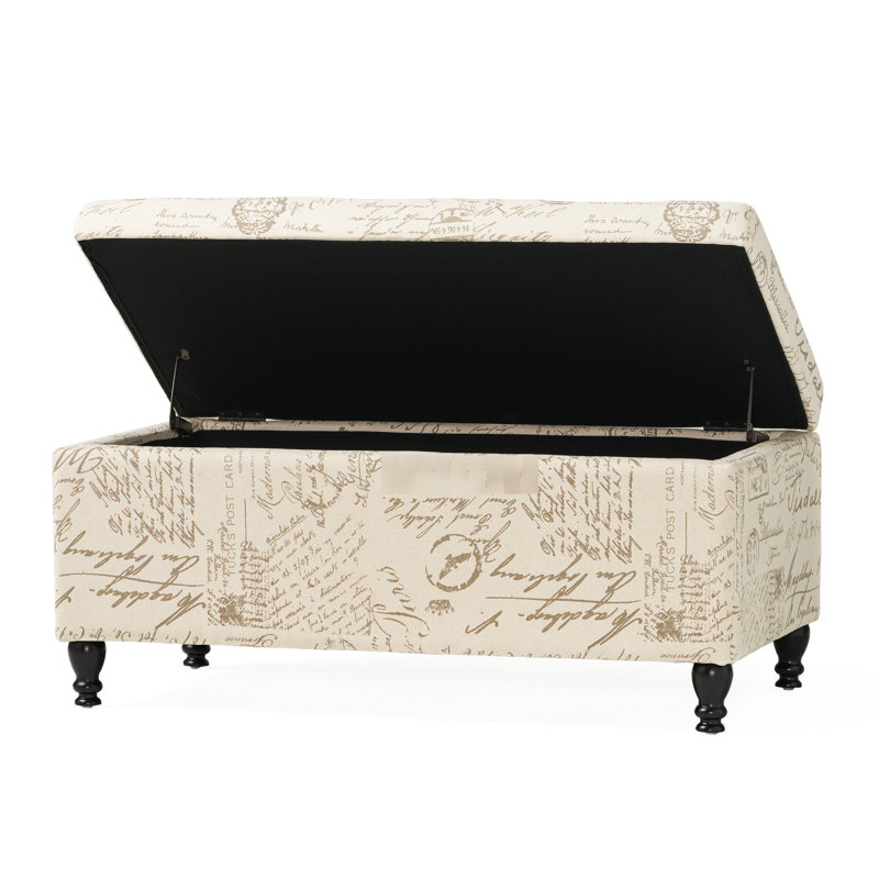 Beige avec revêtement en lin, structure en bois, siège de rangement coloré, décontracté et fonctionnel, tissu, aspect contemporain