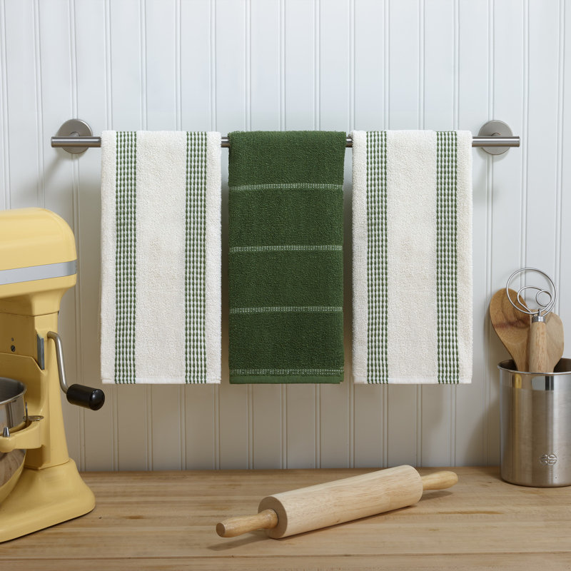 Izod Saybrook 3-Piece Kitchen Towel Set, Green