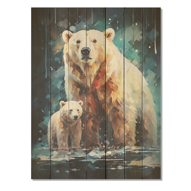 Ours polaire étoilé - Ours sur bois, H 20 po x l 10 po