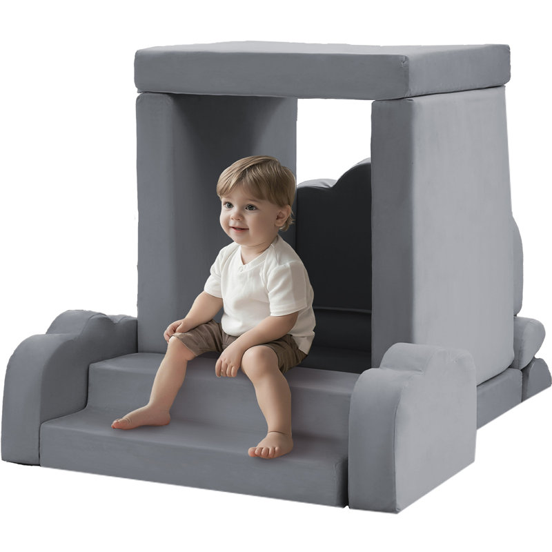 Canapé modulaire pour enfants, canapé convertible en mousse pour tout-petits, rose / gris, Gris