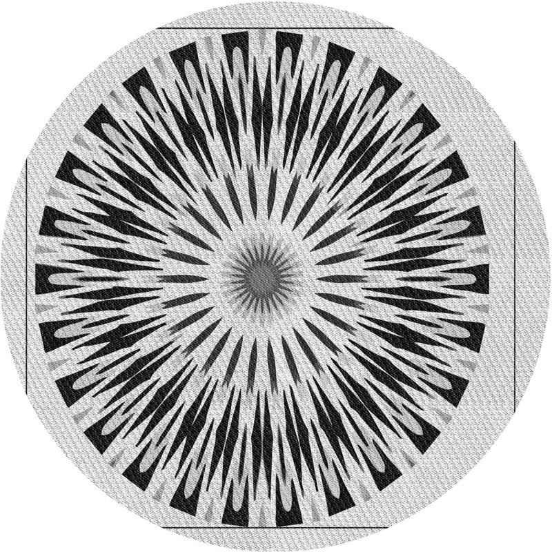 Tapis noir / gris en laine et polyester tissé à la machine Oriental, Rond 6 pi