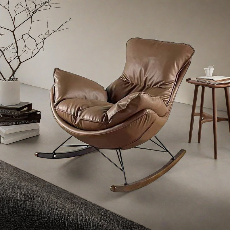 Chaise berçante simple de style italien, Brun foncé