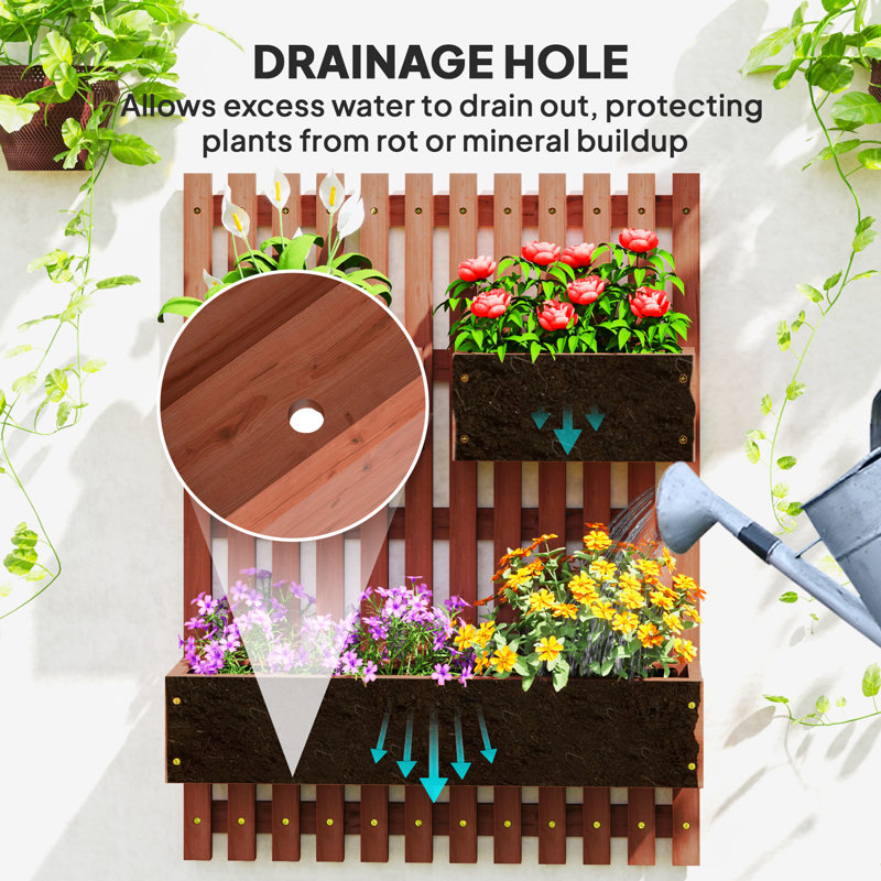 Wood Wall Planter, Brown