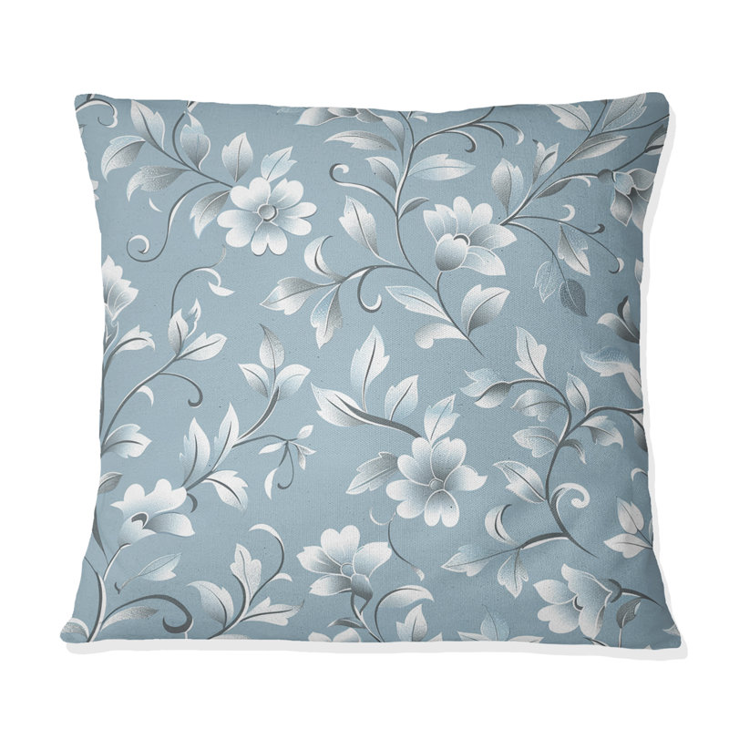 Coussins décoratifs transitionnels Blue Silver Floral Gardens II, H 16 po x l 16 po