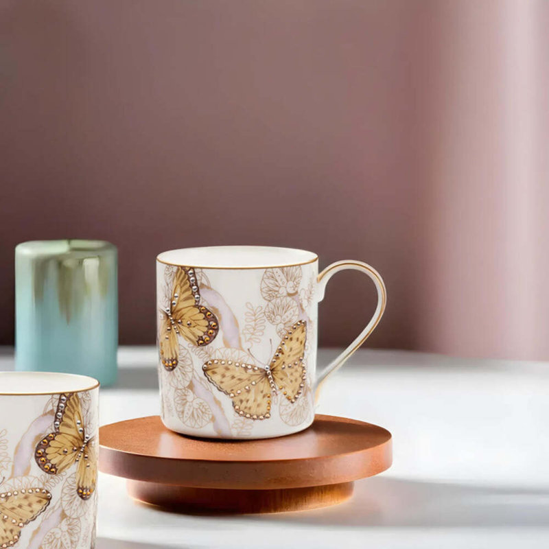Butterfly Jeweled Bone China Coffee Mug