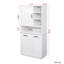 Armoire de buanderie avec portes et tablette, panier à linge inclinable, plusieurs espaces de rangement, style autoportant, tablette ouverte, tablette réglable, blanc