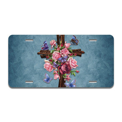 Cadre de plaque en aluminium Rose Cross