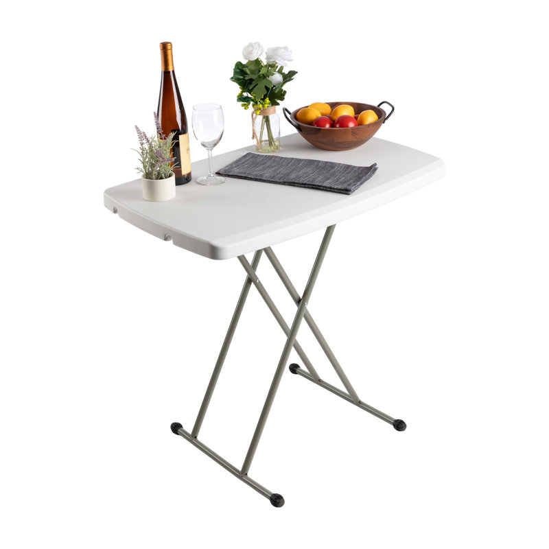 Folding Table - Lightweight Portable Folding Desk - Small Plastic Table for Camping, Playing Cards, and Crafting by Everyday Home (White)